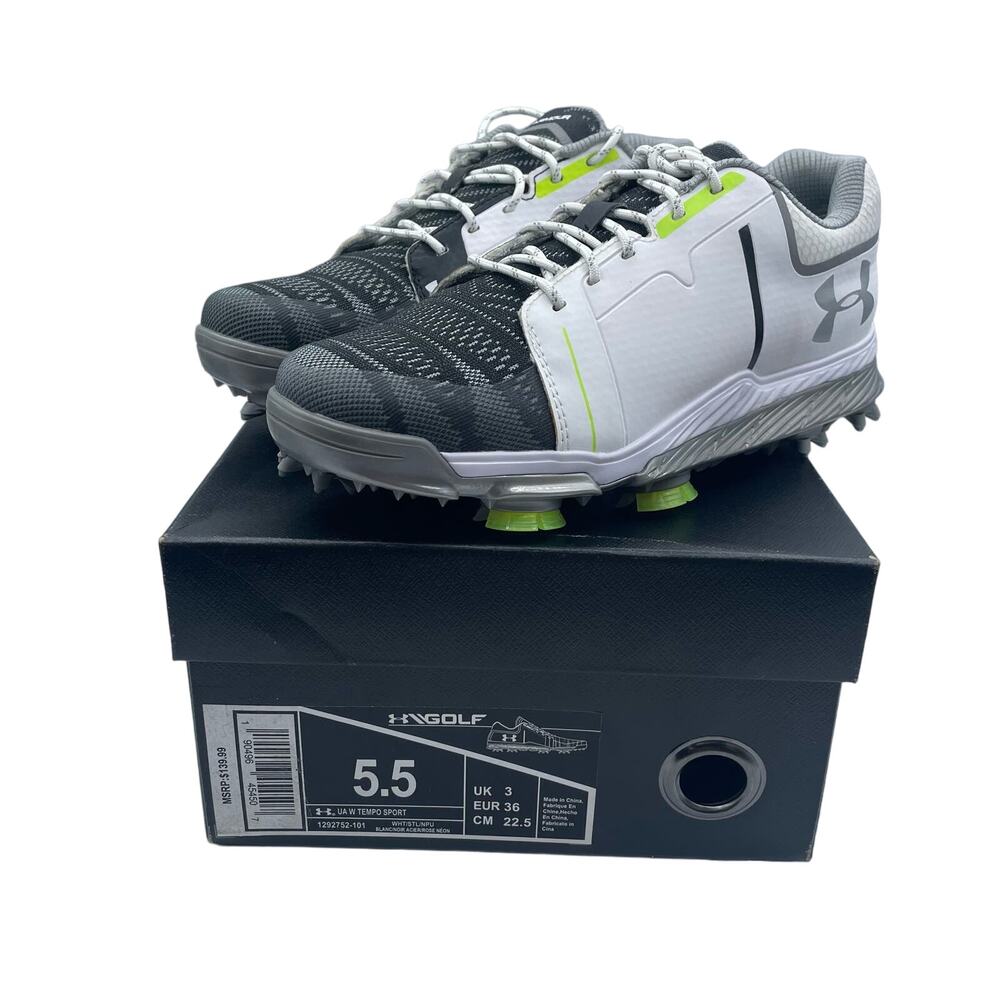 UA Under Armour Tempo Sport Golf Shoes Black White Womens 5.5